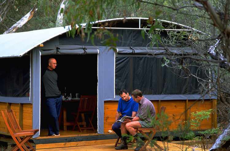 Maria Island walk - The Dining Hut, with a well earned bottle of red waiting on the table...