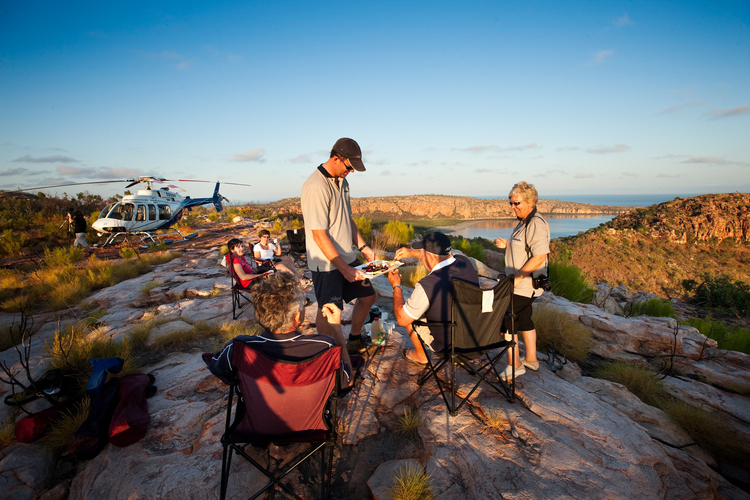 Sunrise at Raft Point by helicopter with True North - Kimberley Wilderness Cruise