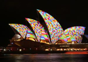 The Sydney Opera House lit up at Viviid Sydney