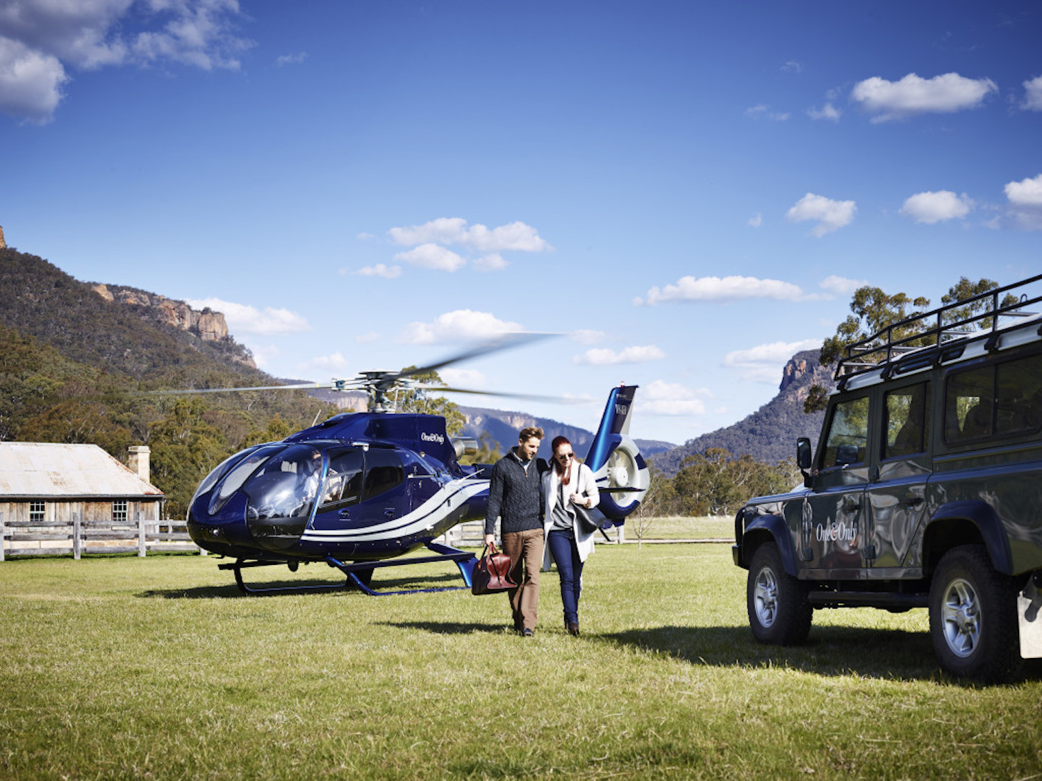 Arrive by helicopter to Emirates One&Only Wolgan Valley in the Blue Mountains