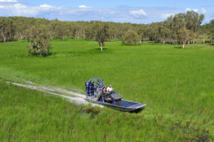 At Bamurru Plains guests can airboat over the Mary River Flood Plains