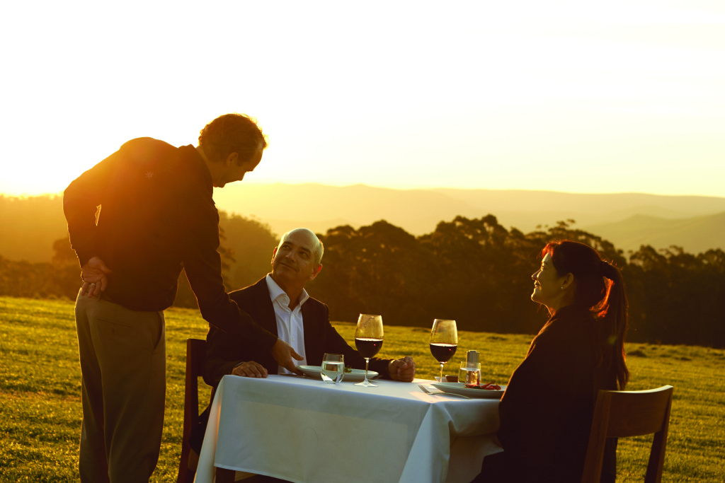Enjoy a sunset and al fresco dining at Spicers Peak Lodge