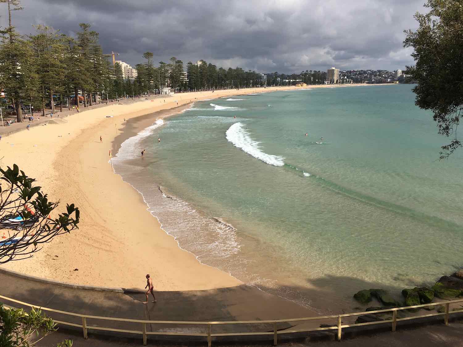 Even wth grey cloudy skies, a swim at Manly beach looks appealing!