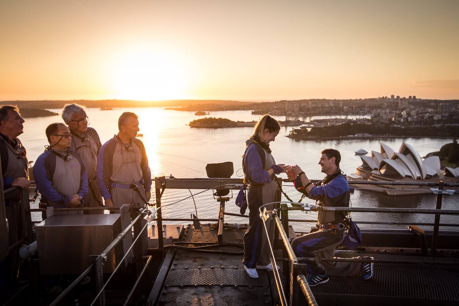 A magical sunset proposal on BridgeClimb